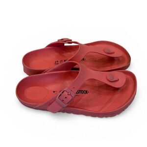 Birkenstock Coral Pink Rubber Gizeh Thong Sandals with Adjustable Buckle